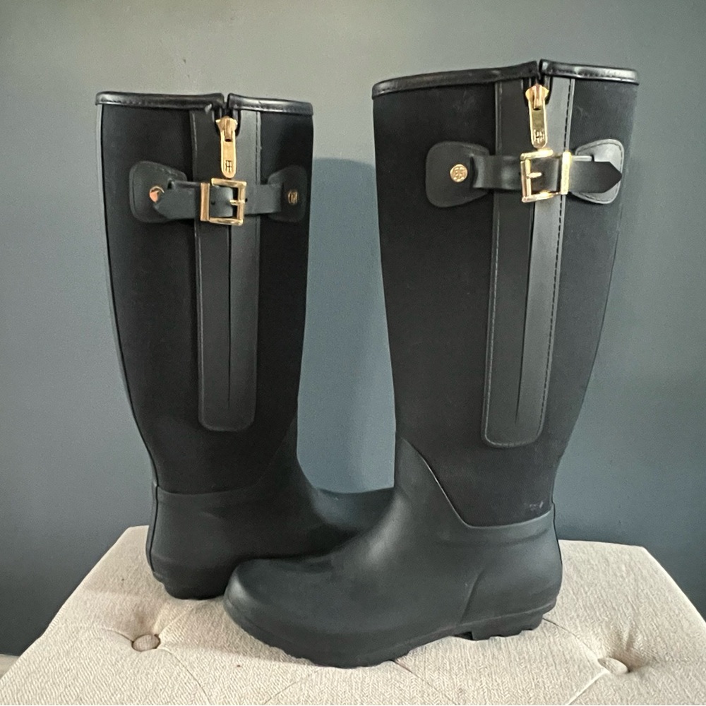 Tommy Hilfiger Black Knee High Riding Boots